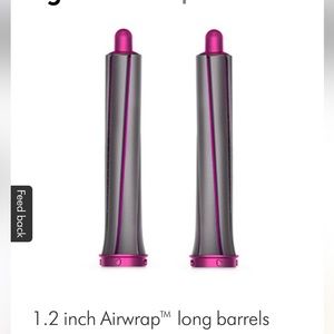 Dyson 1.2 inch Airwrap™ long barrels.  Dia 1.2" x H 7.31"